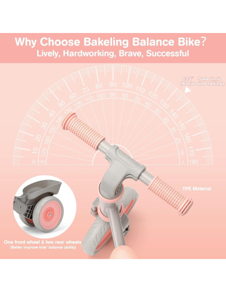 Bicicleta de Equilibrio Bakeling Rosa para Niños 2-4 Años Bicicleta de Equilibrio Bakeling Rosa para Niños 2-4 Años