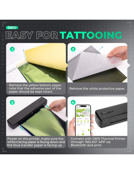 Impresora de Tatuajes Nelko D810 Inalámbrica con 10 Papeles Impresora de Tatuajes Nelko D810 Inalámbrica con 10 Papeles