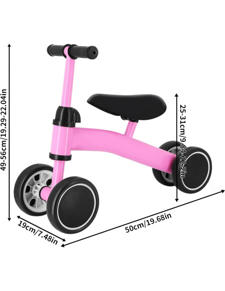 Bicicleta de Equilibrio SamFansar Rosa 4 Ruedas Ajustable 1-3 Años Bicicleta de Equilibrio SamFansar Rosa 4 Ruedas Ajustable 1-3 Años
