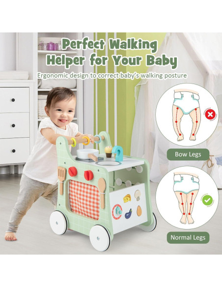 Andador de Madera 6 en 1 Baby Joy Verde - Juguete Educativo Andador de Madera 6 en 1 Baby Joy Verde - Juguete Educativo