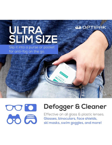 Kit Limpiador de Gafas Antivaho OPTIPAK 2x20ml + 2 Paños