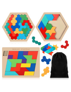 Rompecabezas de Madera Yunsailing 3 Piezas Tangram Educativo