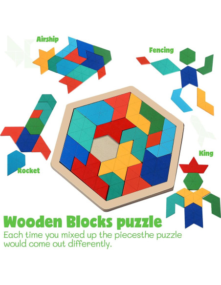 Rompecabezas de Madera Yunsailing 3 Piezas Tangram Educativo Rompecabezas de Madera Yunsailing 3 Piezas Tangram Educativo