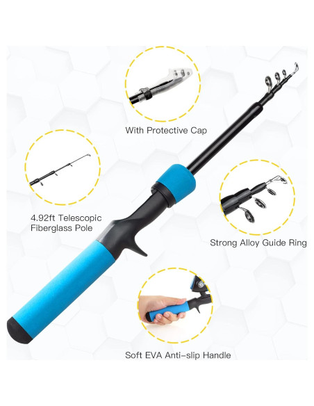 Kit de Caña de Pescar Ehowdin 1.5m para Niños con Carrete Kit de Caña de Pescar Ehowdin 1.5m para Niños con Carrete