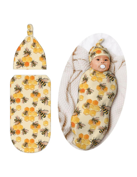 Manta de Envoltura para Bebés Jarverce Miel de Abeja 53x29cm Manta de Envoltura para Bebés Jarverce Miel de Abeja 53x29cm