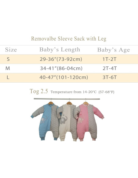Saco de Sueño para Bebés Azul 2.5 Tog Algodón 1-6 Años Saco de Sueño para Bebés Azul 2.5 Tog Algodón 1-6 Años