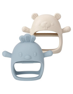 Paquete de 2 Mordedores de Silicona para Bebés - Alivio Dentición