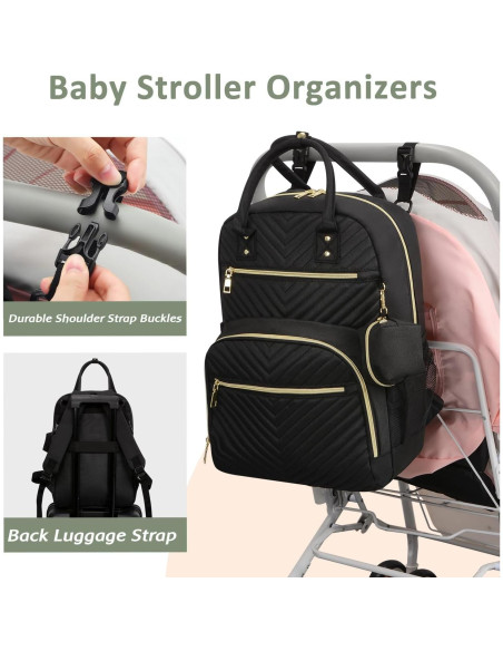 Mochila para Pañales Pritent Negra, Gran Capacidad 18L Mochila para Pañales Pritent Negra, Gran Capacidad 18L