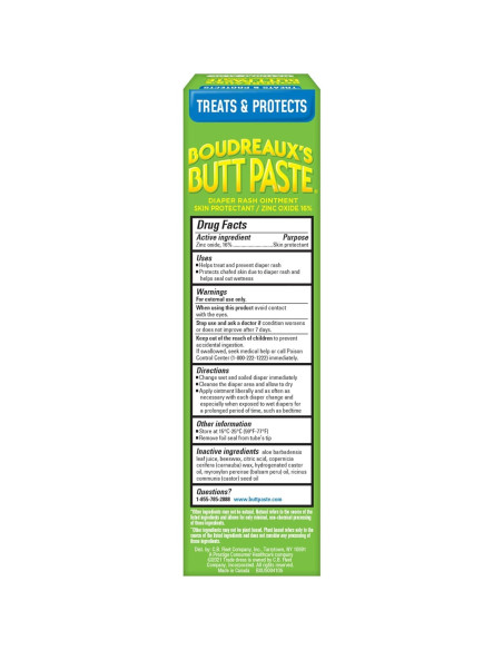 Crema para Erupciones de Pañal Boudreaux's Butt Paste 113 g Crema para Erupciones de Pañal Boudreaux's Butt Paste 113 g