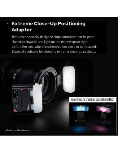 Flash Macro Godox MF12-K2 Inalámbrico TTL con Soporte y Filtros