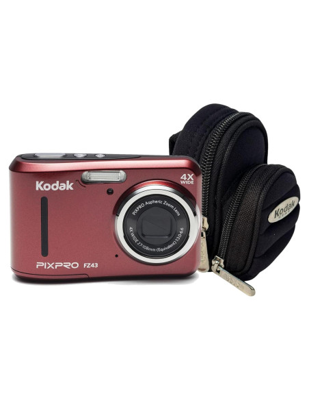 Cámara Digital KODAK PIXPRO FZ43 16 MP Rojo + Funda Resistente