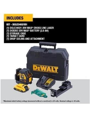 Nivel Láser Cruzado DEWALT 20V MAX Verde DCLE34021D1