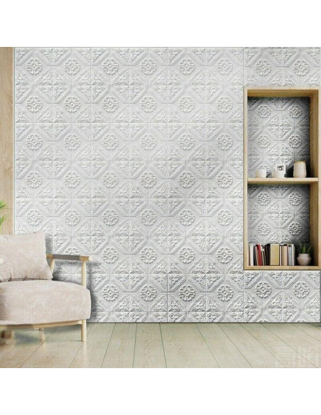 10 Paneles de Pared 3D Autoadhesivos Ladrillo Blanco 36.5x35cm 10 Paneles de Pared 3D Autoadhesivos Ladrillo Blanco 36.5x35cm