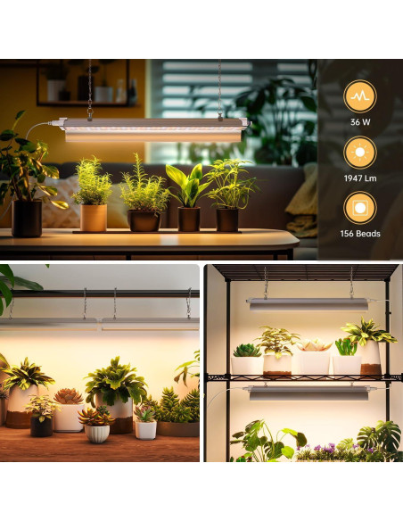 Luces de Cultivo LED 1.4FT SpeePlant Espectro Completo 36W Luces de Cultivo LED 1.4FT SpeePlant Espectro Completo 36W