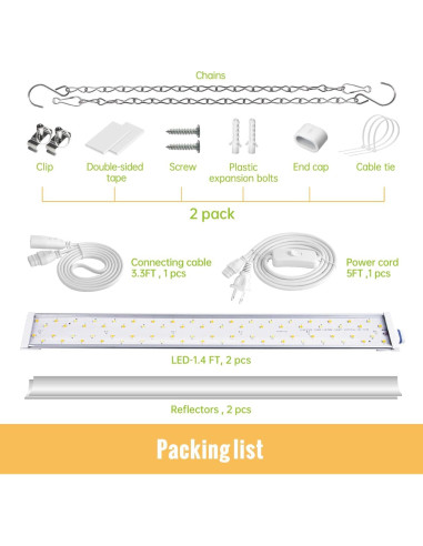 Luces de Cultivo LED 1.4FT SpeePlant Espectro Completo 36W