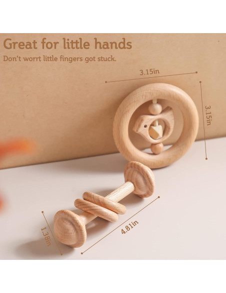 Juego de Sonajeros de Madera para Bebés - Promise Babe - 2 Piezas Juego de Sonajeros de Madera para Bebés - Promise Babe - 2 Piezas