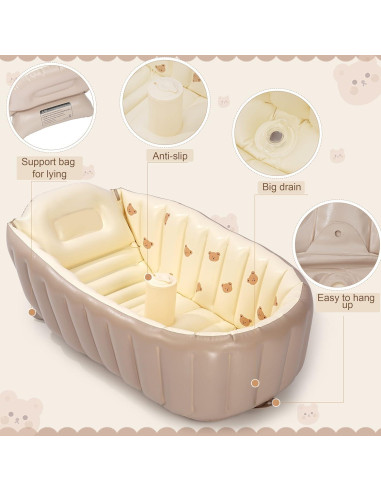 Bañera Inflable MINK para Bebés - Portátil y Plegable 86.4x52.8cm