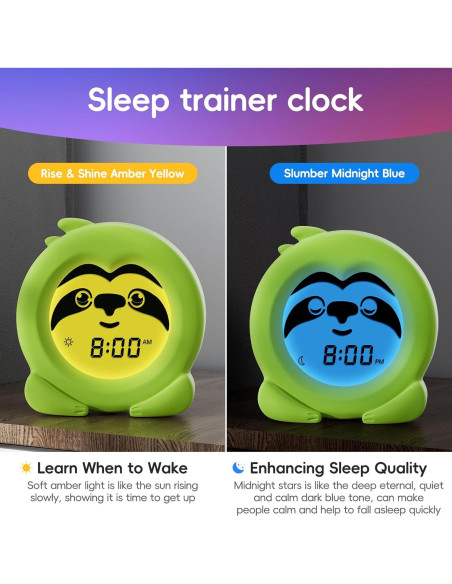 Reloj Despertador Entrenador de Sueño B&H para Niños Verde Reloj Despertador Entrenador de Sueño B&H para Niños Verde