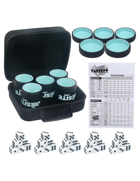 Juego de Tazas de Dados de Cuero JIESITE con 30 Dados y Estuche Juego de Tazas de Dados de Cuero JIESITE con 30 Dados y Estuche
