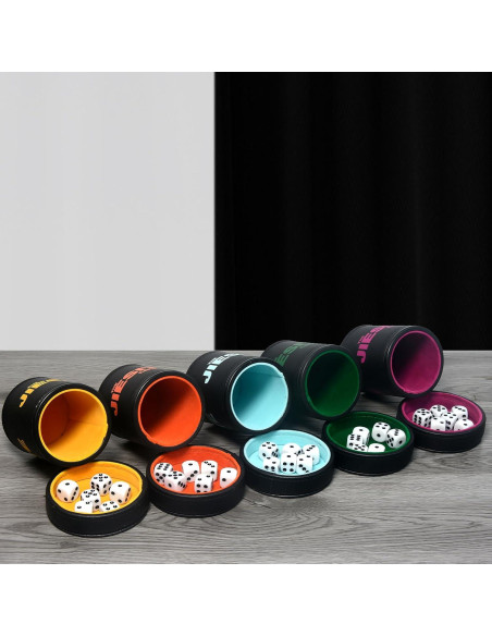 Juego de Tazas de Dados de Cuero JIESITE con 30 Dados y Estuche Juego de Tazas de Dados de Cuero JIESITE con 30 Dados y Estuche