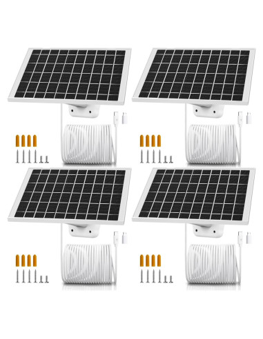 Paquete de 4 Paneles Solares USB-C 5V 7W para Cámaras de Seguridad
