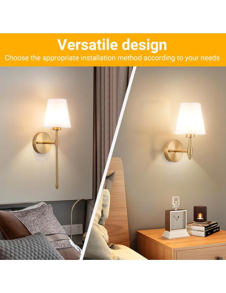 Aplique de pared inalámbrico Vimhou dorado 50.8 cm 2 pack Aplique de pared inalámbrico Vimhou dorado 50.8 cm 2 pack
