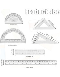 Juego de Reglas Plásticas Transparentes ZWIN - 6 Piezas 2
