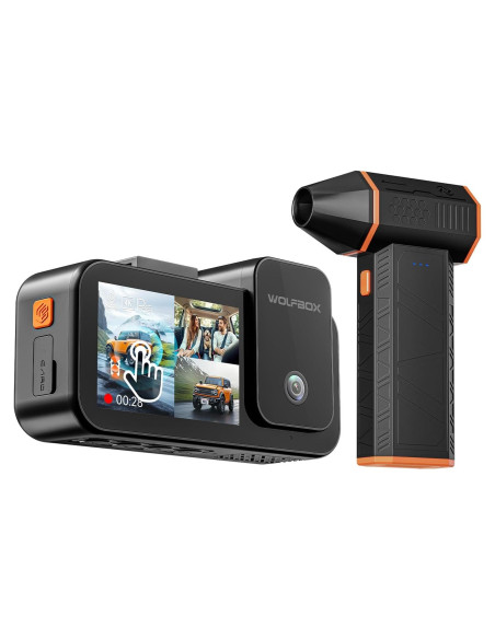 Cámara Dash 4K WOLFBOX X5 3 Canales + Soplador de Aire MF50 Cámara Dash 4K WOLFBOX X5 3 Canales + Soplador de Aire MF50
