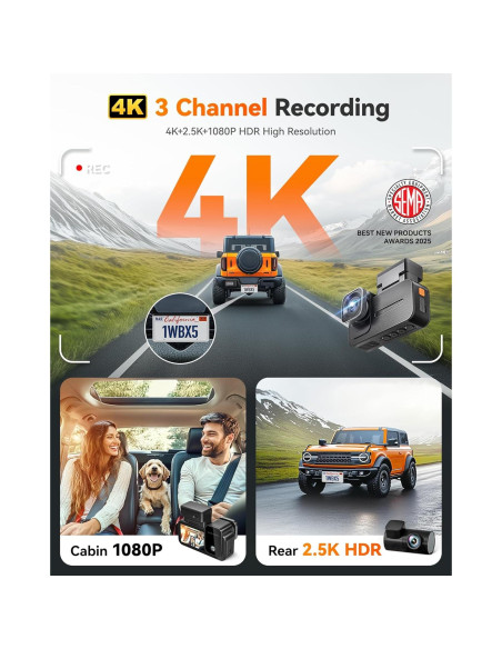 Cámara Dash 4K WOLFBOX X5 3 Canales + Soplador de Aire MF50 Cámara Dash 4K WOLFBOX X5 3 Canales + Soplador de Aire MF50