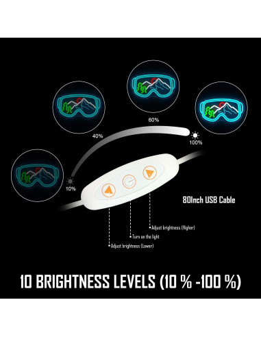 Letrero de Neón LED Gafas de Esquí CinsYarn 30x10 cm