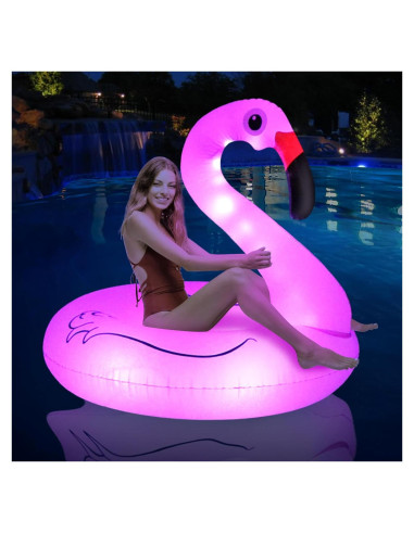 Flotador Inflable de Flamenco Solar FlyfreeU 106.68 cm con Luces