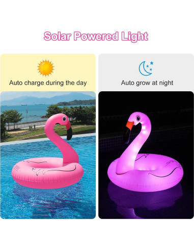 Flotador Inflable de Flamenco Solar FlyfreeU 106.68 cm con Luces