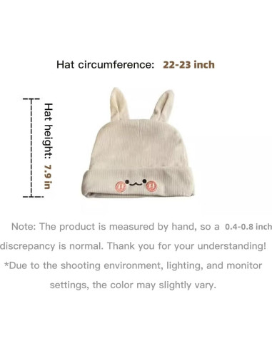 Gorro de orejas de conejo de lana para mujer - Cálido y divertido