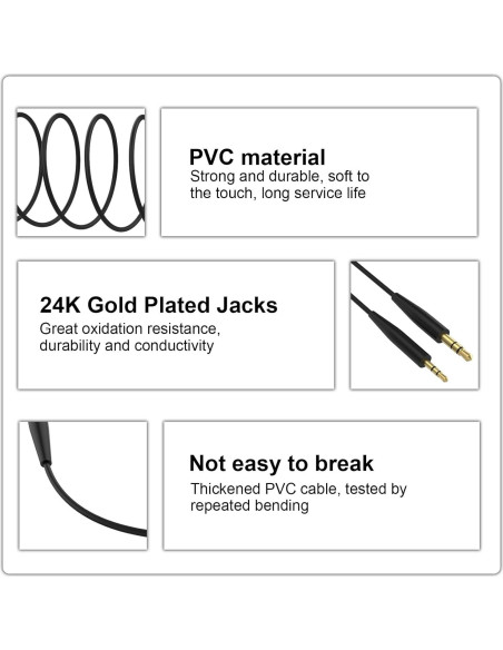 Cable de audio 3.5mm a 2.5mm Arzweyk para auriculares Bose Cable de audio 3.5mm a 2.5mm Arzweyk para auriculares Bose