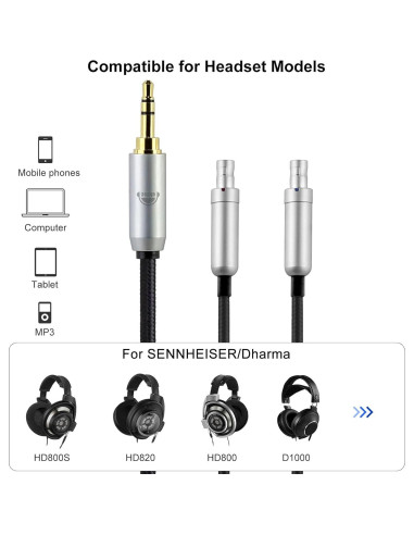 Cable de Auriculares okcsc HD800s 2.00m 4.4mm Cobre Libre de Oxígeno