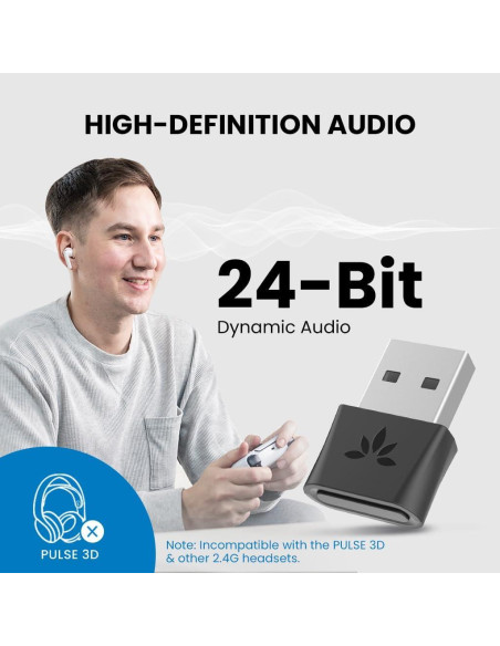 Adaptador USB Bluetooth 5.3 Avantree DG80 para PS5 - Audio Inalámbrico Adaptador USB Bluetooth 5.3 Avantree DG80 para PS5 - Audio Inalámbrico