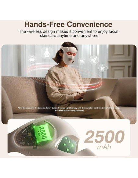 Máscara de Terapia de Luz Roja Inalámbrica Pedete 9 Modos 2500mAh Máscara de Terapia de Luz Roja Inalámbrica Pedete 9 Modos 2500mAh