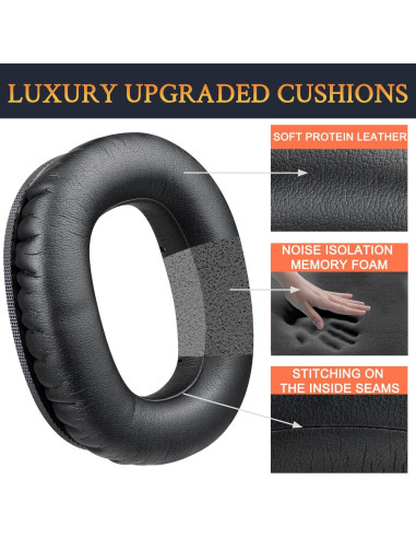 Almohadillas de Repuesto SOULWIT para Auriculares Marshall Monitor III - Cuero y Espuma de Memoria