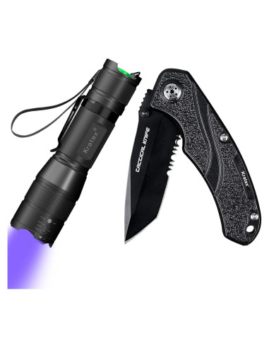 Cuchillo Plegable Táctico Kratax con Linterna LED UV 2 en 1