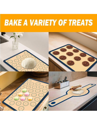 Juego de Tapetes de Silicona FDAKIT para Hornear Macarons 7Pcs
