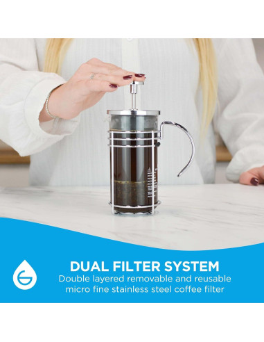 Prensa Francesa GROSCHE Madrid 1.0L Doble Filtro Vidrio