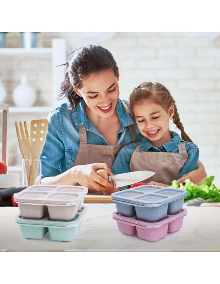 4 Contenedores Snackle Box ZSYSUP - Almuerzo Reutilizables 0.71 kg 4 Contenedores Snackle Box ZSYSUP - Almuerzo Reutilizables 0.71 kg