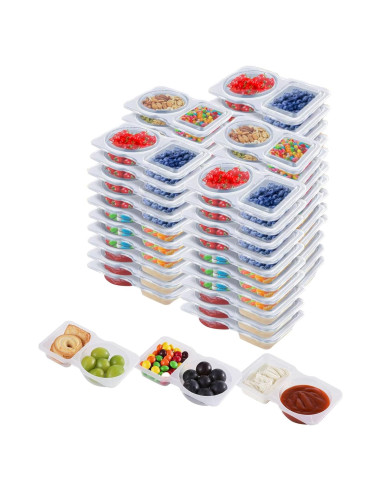 Paquete de 50 Contenedores de Snack Doble Compartimento LOOHOI