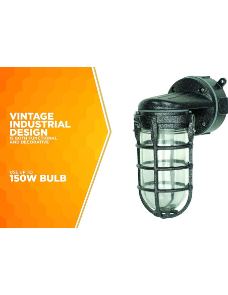 Luz de Montaje en Pared Woods L1707SVBLK 100W Negro Martillado Luz de Montaje en Pared Woods L1707SVBLK 100W Negro Martillado