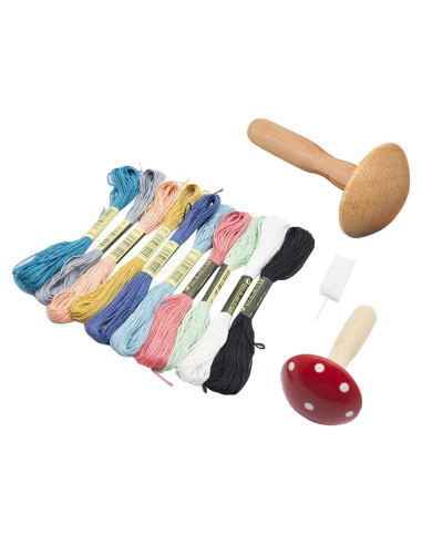 Kit de Remiendo de Madera Divinge - 2 Champiñones y Agujas