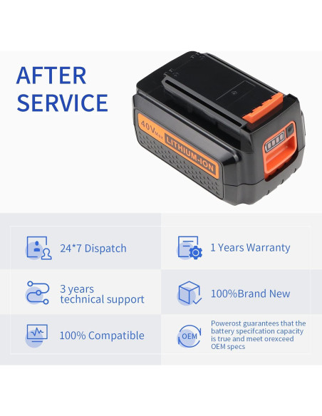 Batería de Litio 40V Powerost LBX2040 Reemplazo Black & Decker Batería de Litio 40V Powerost LBX2040 Reemplazo Black & Decker