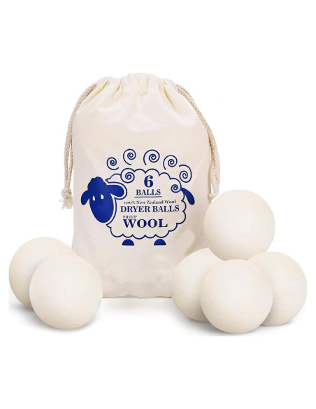 Paquete de 6 bolas de secadora de lana CCHONGCC 7 cm blancas Paquete de 6 bolas de secadora de lana CCHONGCC 7 cm blancas