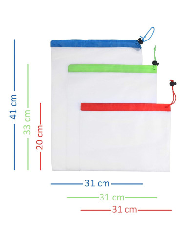 Bolsas Reutilizables Kare Kind 15 pcs - Malla Lavable Ecológica