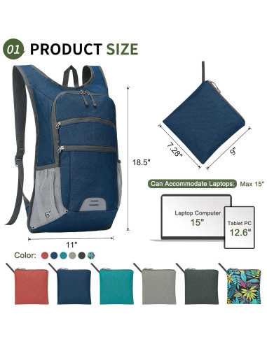 Mochila Plegable 20L SUIKIHUM Ultra Ligera Resistente Agua