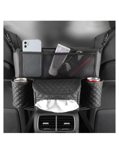 Soporte de Bolso para Automóvil zipelo, Cuero PU Negro, Multifuncional